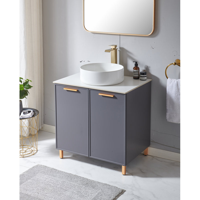 Latitude Run® Gloriane 30'' Free Standing Vessel Sink Single Bathroom ...